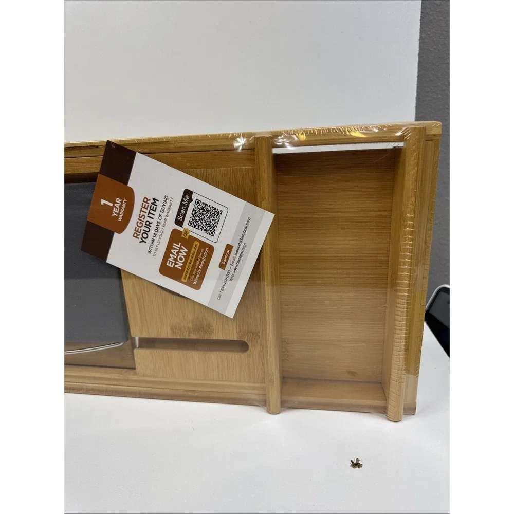Bamboo Bathtub Tray Caddy - Expandable Bath Tub Table for Wine, Books & Phone